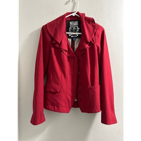 🔴Millard‎ Fillmore Anthropologie Red Blazer Size M - Picture 1 of 7